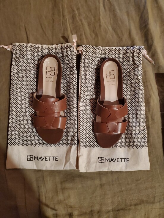 Shoes - Women's Brown Leather Slide Sandals